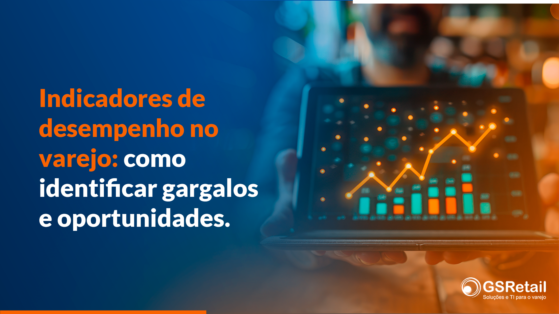 Dashboard com indicadores de desempenho no varejo exibindo gráficos e métricas para identificação de gargalos e oportunidades de melhoria.